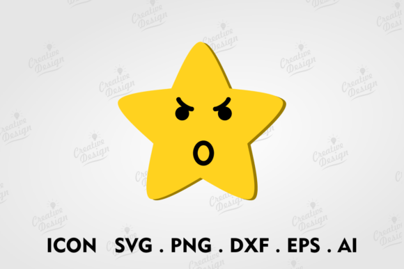 Angry Yellow Star Emoji or Emoticon Icon