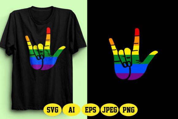ASL Love You Hand with Pride Flag 2