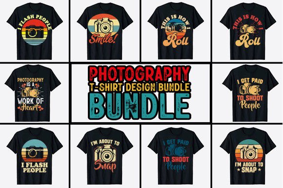 Camera Photography T-shirt Design Bundle