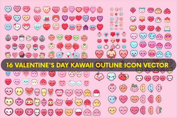 Elevating Your Print-on-Demand Enterprise with the Kawaii Love Heart Icon Set Bundle Vector