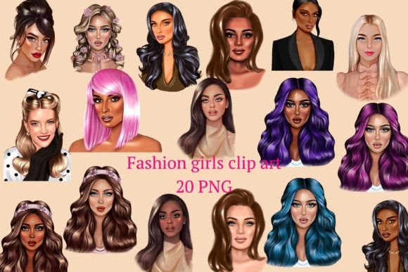 Integrating Fashion Girl Clipart, Face Bundle into Creative and Business Workflows