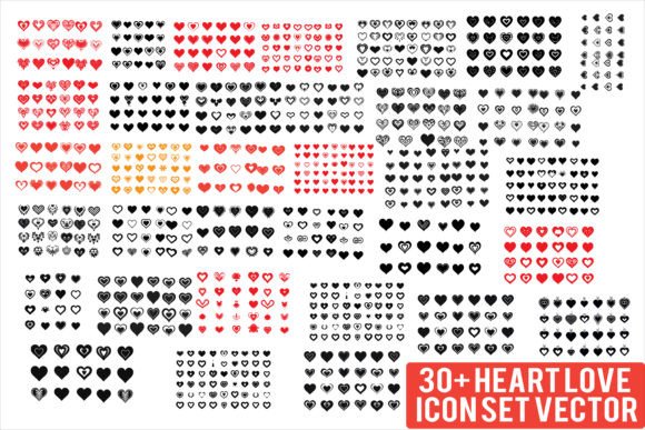 Love Heart Symbol Ions Bundle Set Vector
