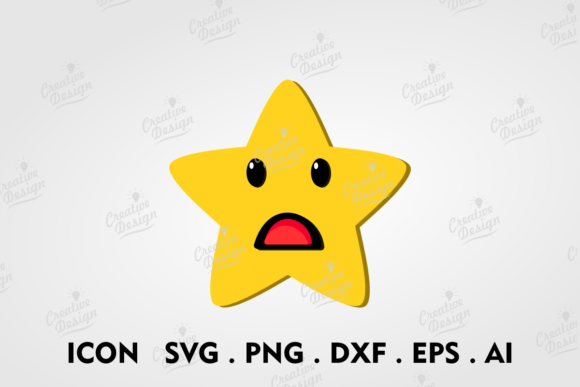 Shocked Yellow Star Emoticon or Emoji