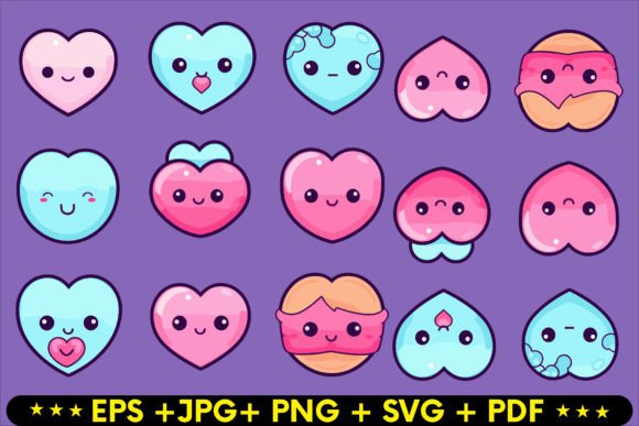 Unlock Your Print-on-Demand Potential with a Premium Kawaii Love Heart Icon Set